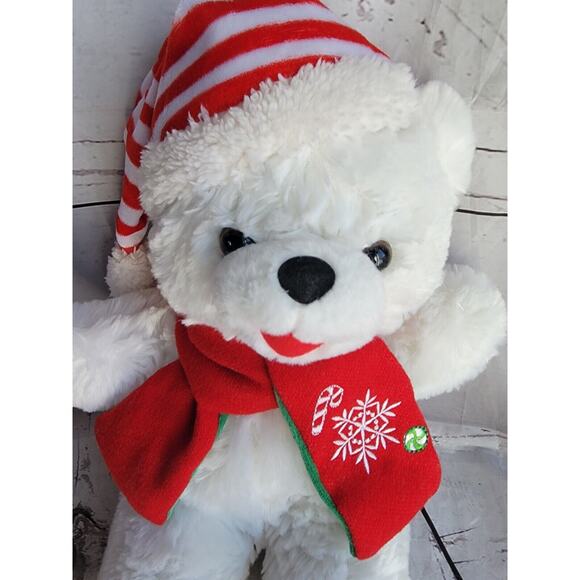 SnowFlake Teddy 2019 White Boy Teddy Bear Red Scarf - Picture 3 of 7